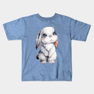 Kawaii Grey Bunny with Beautiful Shiny and Curious Eyes Kids T-Shirt